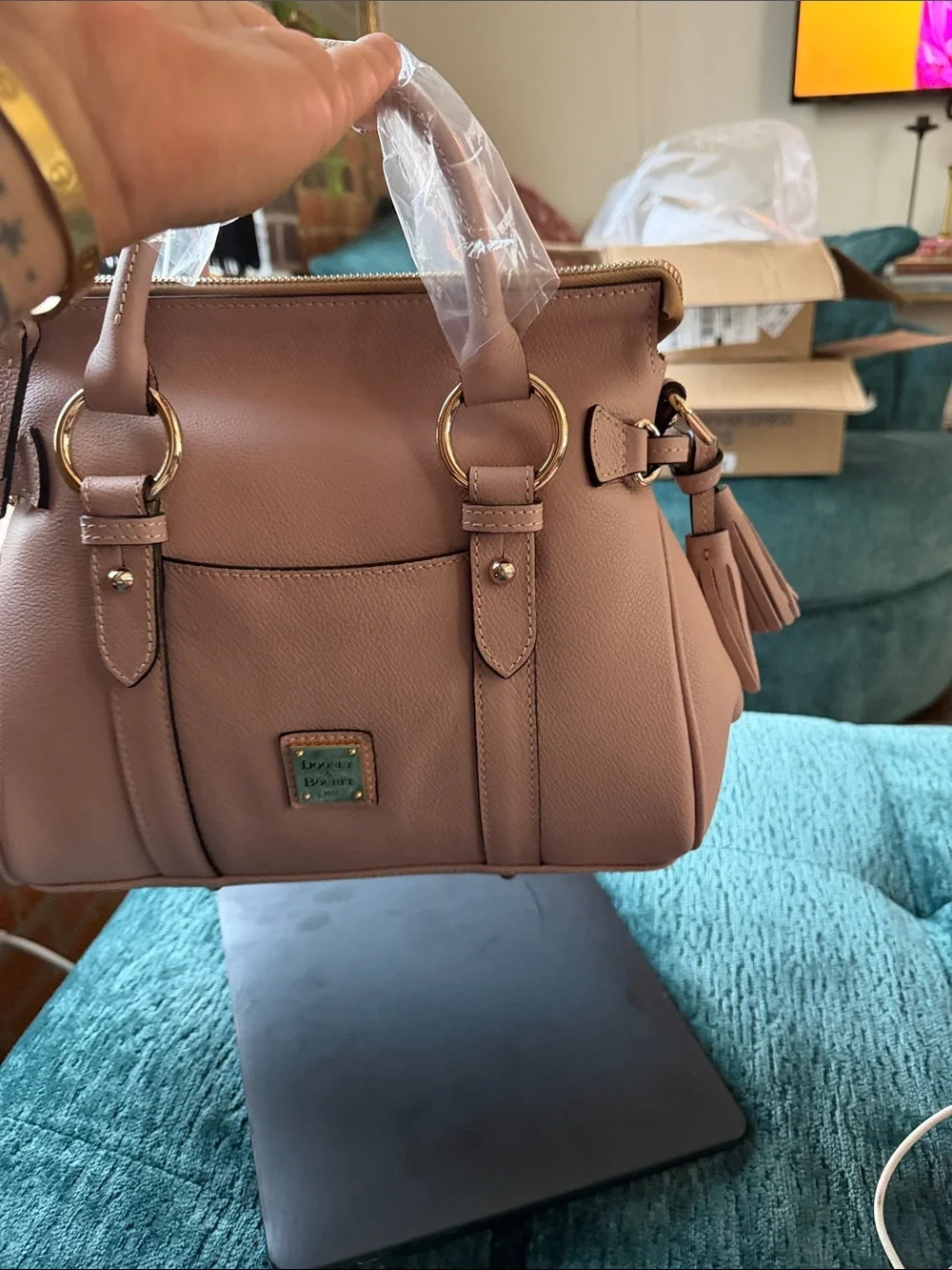 Dooney & Bourke Mauve Sorrento 30 Satchel with Gold Hardware